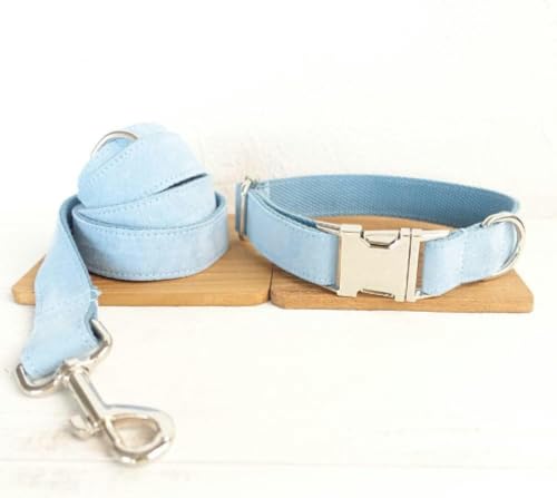 Halsband, Poly-Satin und Nylon, blau, 5 Größen, Hundehalsband und Leine, Hundehalsband, L-Hundehalsband-Leinen-Set-S von JKDSAO