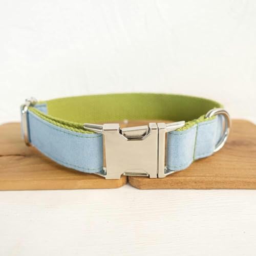 Halsband Halsband Poly Satin und Nylon Blau und Grün 5 Größen-Hundehalsband-XS von JKDSAO