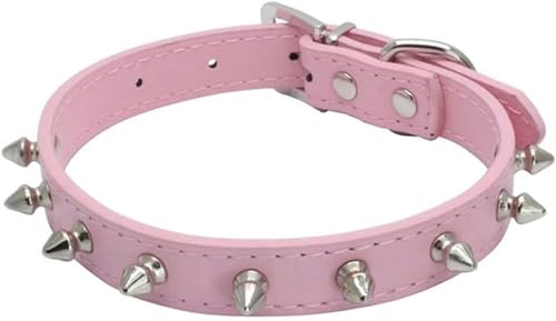 Hundehalsbänder aus PU-Leder mit Spikes und Nieten für große Hunde, Punk-Halsketten für kleine Hunde, Katzen, Haustierbedarf, XS/S/M/L, Pink, S-Pink-S von JKDSAO