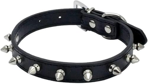 Hundehalsbänder aus PU-Leder mit Spikes und Nieten für große Hunde, Punk-Halsketten für kleine Hunde, Katzen, Haustierbedarf, XS/S/M/L, Pink, S-Schwarz-S von JKDSAO