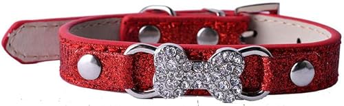 Hundehalsband, Rot, Rosa, Lederhalsbänder Für Hunde, Kleine Welpen, Haustierprodukte, Einstellbar, 8-11 Zoll, Gold, S-red-S von JKDSAO