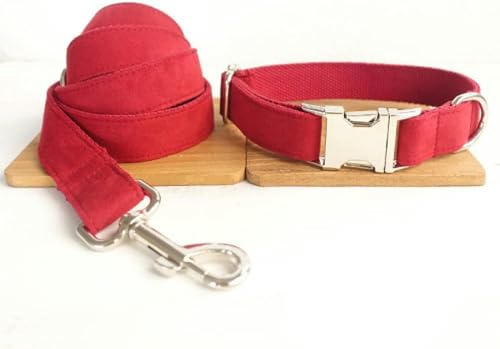 Hundehalsband, rotes Halsband, Poly-Satin und Nylon, 5 Größen, rotes Hundehalsband und Leine, Hundehalsband, S-Hundehalsband-Leine-Set-L von JKDSAO