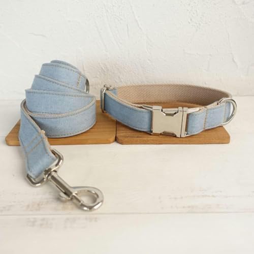 Hundehalsband Halsband blau und weiß 5 Größen Hundehalsband,Hundehalsband,xs-Hundehalsband Leine Set-L von JKDSAO