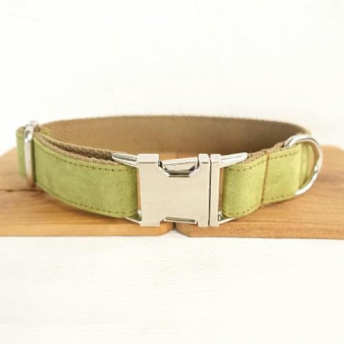 Hundehalsband Poly Satin und Nylon Gelb Grün und Braun 5 Größen Hundehalsband und Leine,Hundeleine,S-Hundehalsband-M von JKDSAO