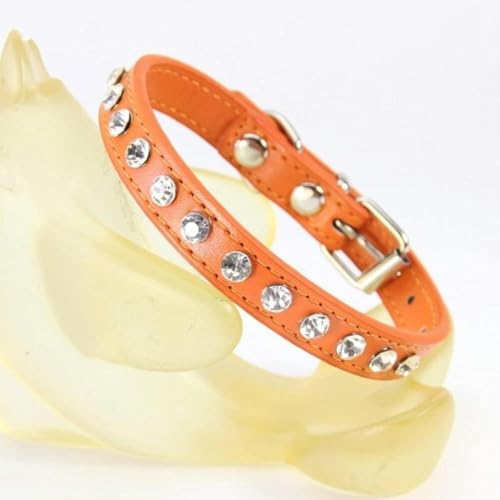 Hundehalsband für Welpen, Kristall, heißer Bling-Strass, Pu-Leder, Welpen-/Katzenhalsband, Halskette, Umhängeband, Persönlichkeit, Haustierprodukte, Halsband, Schokolade, S-Orange-S von JKDSAO