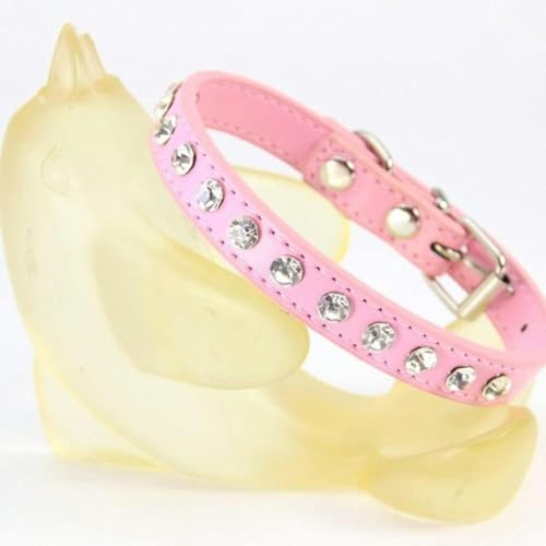 Hundehalsband für Welpen, Kristall, heißer Bling-Strass, Pu-Leder, Welpen-/Katzenhalsband, Halskette, Umhängeband, Persönlichkeit, Haustierprodukte, Halsband, Schokolade, S-Pink-XS von JKDSAO