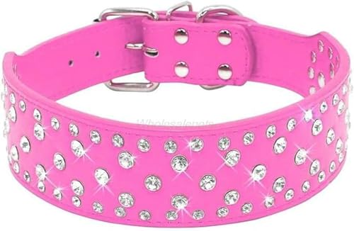 Hundehalsband für große Hunde, mit Nieten besetztes Hundehalsband, Lederhalsband für Haustiere, Camouflage, S-Rose Red-L von JKDSAO