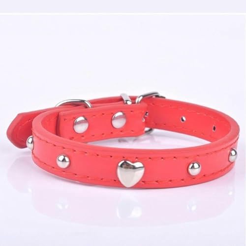 Hundehalsband für kleine Hunde, Rosa, Katzenhalsband, glitzernd, mit Herznieten besetzt, für kleine Hunde, Rot, Lila, Schwarz, Rosarot, S-Rot-S von JKDSAO