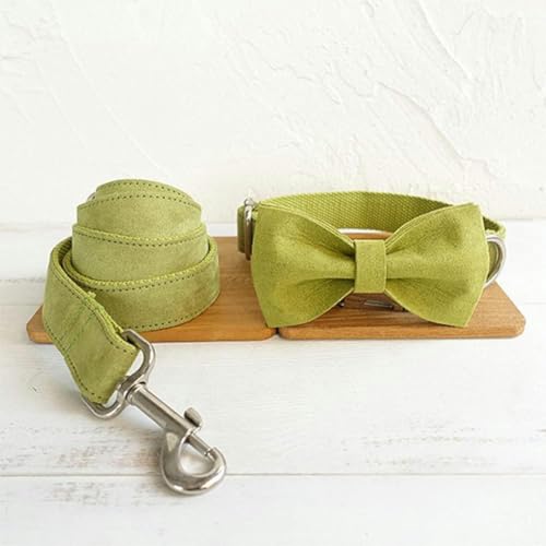 Hundehalsband gelblich-grün Poly Satin und Nylon Hundehalsband oder Leine 5 Größen,Hundehalsband,XL-Fliege Halsband Leine-M von JKDSAO