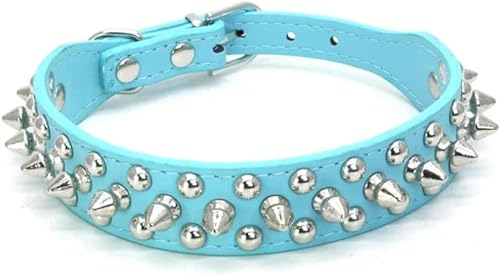 Hundehalsband mit Nieten und Spikes für kleine, mittelgroße und große Hunde, sportlich gepolstert, Halsbänder für große Hunde, Haustierbedarf, Hellblau, M von JKDSAO