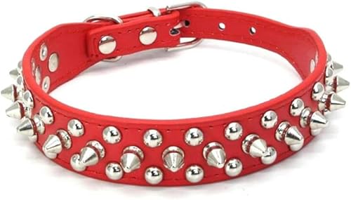 Hundehalsband mit Nieten und Spikes für kleine, mittelgroße und große Hunde, sportlich gepolstert, Halsbänder für große Hunde, Haustierbedarf, rot, XS von JKDSAO