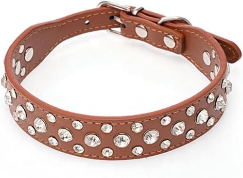 Neue Haustierhalsbänder Bling Strass PU Leder Kristall Zubehör für Welpen Hund Halsband Katze Halskette Diamante Cute-8-S von JKDSAO