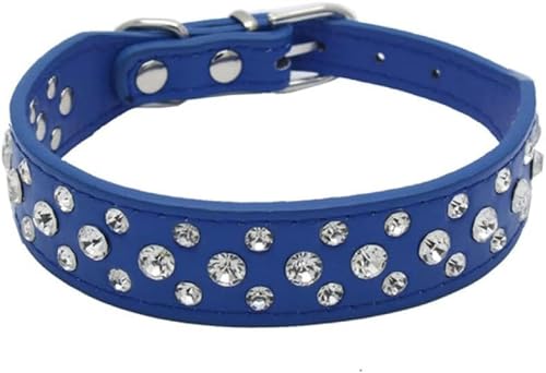 Neue Haustierhalsbänder Bling Strass PU Leder Kristall Zubehör für Welpen Hund Halsband Katze Halskette Diamante Cute-9-xs von JKDSAO