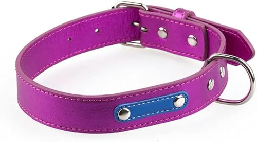 Personalisiertes Hundehalsband aus einfarbigem Leder mit Umhängeband, Größe ML, verstellbare Haustierhalsbänder für kleine und große Hunde, rot, M-Rose Red-M von JKDSAO