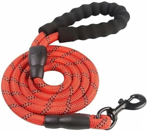 Reflektierendes Seil für große Hunde, große Hundeleine, zum Spazierengehen, Halsband für große Hunde, verstärktes Geschirr, rundes Nylon, mittelgroßer Hund, rot, 1,2 cm x 500 cm von JKDSAO