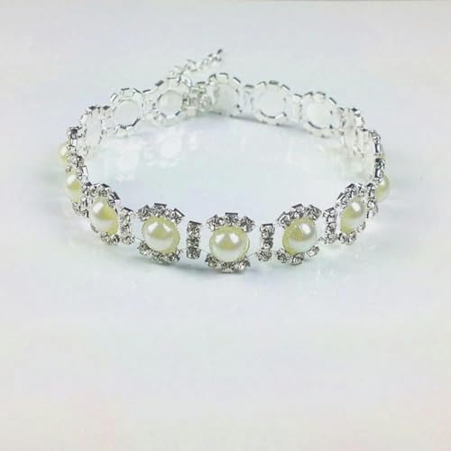 Strass-Perlenkette, süßes Hundehalsband, Legierung, Diamant, Welpenhalsbänder, Leinen für kleine Hunde, Zubehör, Weiß, L 30 cm, Weiß, S 20 cm von JKDSAO