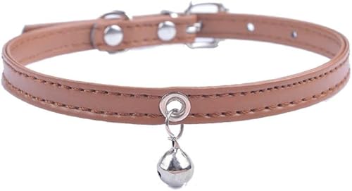 Welpenhalsband für kleine Hunde, verstellbares Haustierhalsband mit Glöckchen, für kleine und mittelgroße Katzen, Größe XXS, XS, S, Lila, Schwarz, Weiß, Rosa, Braun, 31 cm von JKDSAO