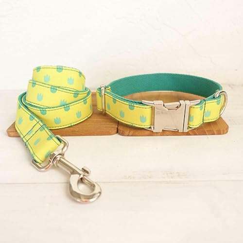 grüne personalisierte Hundehalsbänder handgemachtes Halsband 5 Größen Hundehalsband-Hundehalsband-Leine-Set-S von JKDSAO