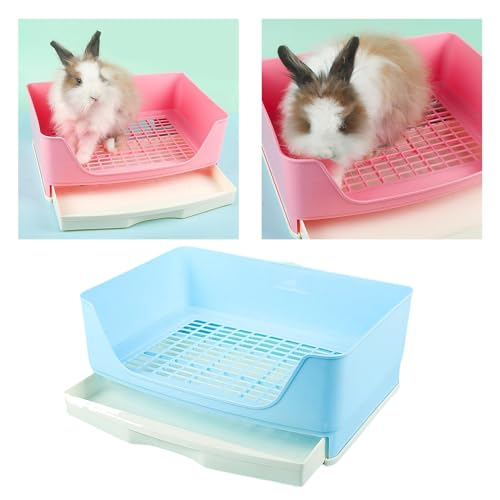 JKELPV Hunde Tier WC 2-lagige, nützliche Katzentoilette, Töpfchentrainer für Meerschweinchen, kleine Haustiere, Beige, Kleintiertoilette für Chinchilla-Hasen Haustiermatte(Blue) von JKELPV