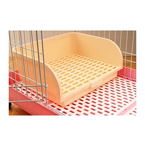 JKELPV Hunde Tier WC Große Toilette für Haustiere, spritzwassergeschützt, Häschen-Töpfchen, Netzknopf, festes Chinchilla-Meerschweinchen-Käfig-Zubehör Haustiermatte(Beige) von JKELPV