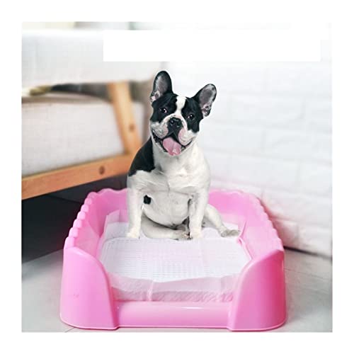 JKELPV Hunde Tier WC Haustier Hund Toilette Töpfchen Tablett mit Zaun Pee Post tragbare Welpen Training Grid Pad Wurf Toilette Tablett Abfluss Haustiermatte(Pink 42x41x15cm) von JKELPV