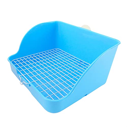 JKELPV Hunde Tier WC Haustier-Kaninchen-großes Toiletten-Bettpfanne-Urinal mit Stahldraht-Bodennetz-Quadrat-Toilettenzubehör Haustiermatte(Blue) von JKELPV