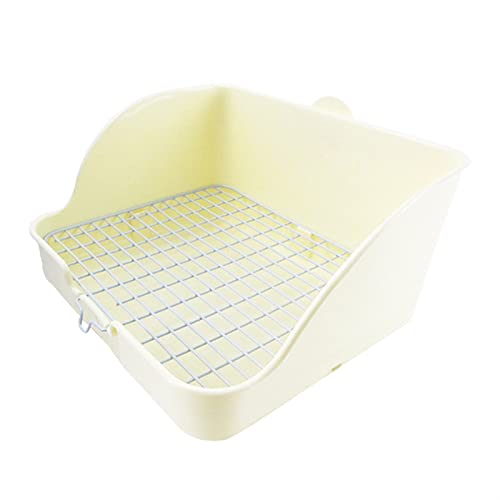 JKELPV Hunde Tier WC Haustier-Kaninchen-großes Toiletten-Bettpfanne-Urinal mit Stahldraht-Bodennetz-Quadrat-Toilettenzubehör Haustiermatte(White) von JKELPV