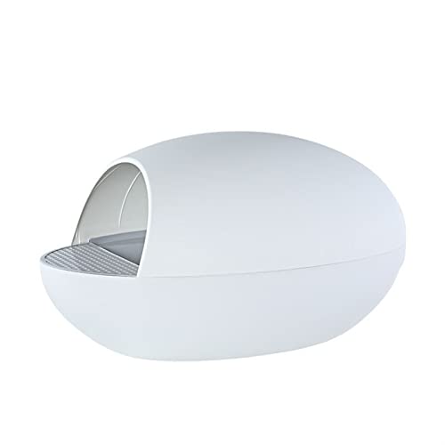 JKELPV Hunde Tier WC Intelligente vollautomatische Katzentoilette mit Spritzschutz für Eier, elektrisches Reinigungstablett mit Schaufel Haustiermatte(White) von JKELPV