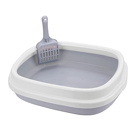 JKELPV Hunde Tier WC Katzentoilette, Haustiertoilette, Bettpfanne, Kätzchen, Hundetablett mit Schaufel, 1 Set, Kottraining, Sandkästen Haustiermatte(Gray) von JKELPV