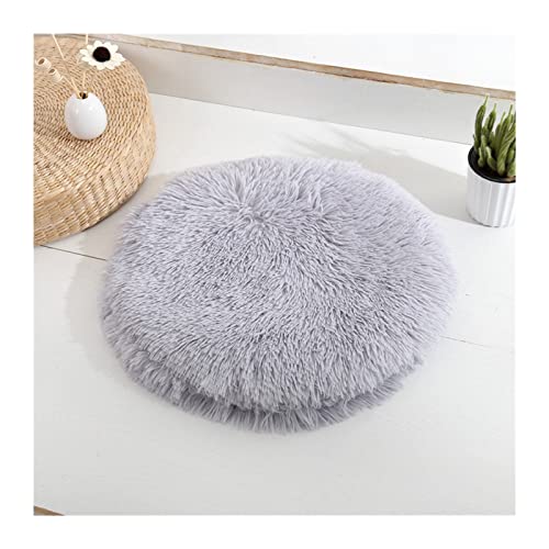 JKELPV Hundebett Haustierbett Haustier-Schlafbett für Hunde und Katzen, Flauschiges Plüsch-Haustierkissen für Welpen, Teddy, weich, warm, Katzenkorb, Hund(Light Gray,Diameter 40 cm) von JKELPV