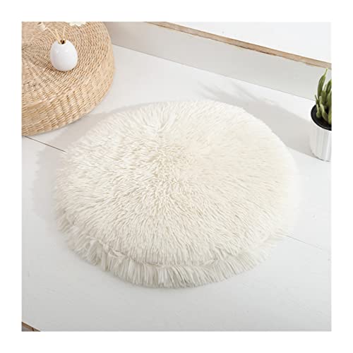 JKELPV Hundebett Haustierbett Haustier-Schlafbett für Hunde und Katzen, Flauschiges Plüsch-Haustierkissen für Welpen, Teddy, weich, warm, Katzenkorb, Hund(White,Diameter 40 cm) von JKELPV