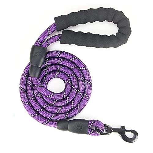 JKELPV Hundeleine Schleppleine für Hunde 2 m/3 m/5 m große Hundeleine, rundes Nylon, 1,2 cm Durchmesser, reflektierendes Seil, gehender Hund(Purple,1.2cm x 150cm) von JKELPV