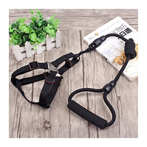 JKELPV Hundeleine Schleppleine für Hunde 3-teiliges Set Heimtierbedarf Sicherheitsseil Hundeleine Halsband Set Traktionsseil Brustgeschirr(Black Leash Harness,M) von JKELPV