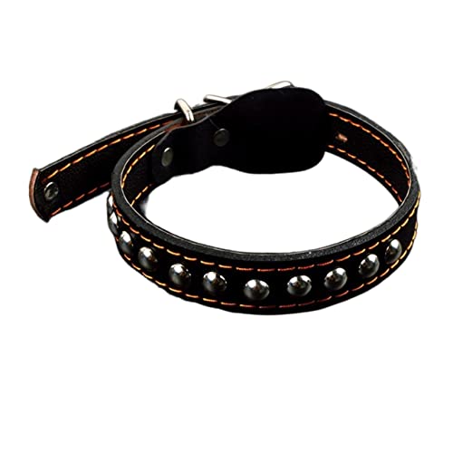 JKELPV Hundeleine Schleppleine für Hunde Haustier-Leder-Hundehalsband-Leine für große Hunde Leder-Hundezug-Schleppseil-Kette(Black Collar,L) von JKELPV