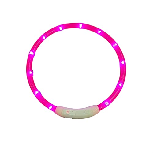 JKELPV Hundeleine Schleppleine für Hunde Hundehalsband Sicherheit Haustier Hundehalsbänder Tube Blinkende Nacht Hundeleine Leine(Light Strip Pink,M 50cm 19.7inch) von JKELPV