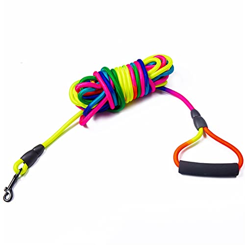 JKELPV Hundeleine Schleppleine für Hunde Rainbow Long Lead Hundeleine 5 m Lange Leine für einen Hund 10 m Rückruftraining Tracking Obedience Rope(5m) von JKELPV