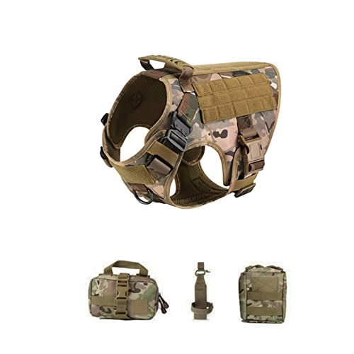 JKELPV Hundeleine Schleppleine für Hunde Taktisches Hundegeschirr und Leine Set Metallschnalle Große Hundeweste Haustiergeschirr(CP Harness Bag,L) von JKELPV