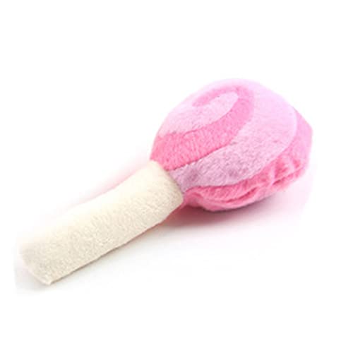 JKELPV Kauspielzeug für Hunde Niedliches Lollipop-Hundespielzeug, Haustier-Welpen, Kauquietscher, Quietsch-Plüsch-Sound-Spielzeug für kleine Hunde Katzenspielzeug(Pink) von JKELPV