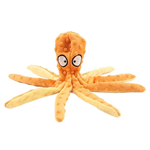 JKELPV Kauspielzeug für Hunde Oktopus Krokodil Quietschen Hundespielzeug Tintenfisch Welpe Plüsch Haustier Spielzeug Katzenzubehör Katzenspielzeug(Octopus orange) von JKELPV