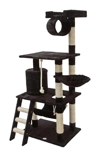 JKELPV katzenbaum katzenkratzbaum Kratzbaum, Kunstfell-Finish, Kratzbaum aus Sisalseil, 62 Zoll hoch, für kleine, mittlere und große Katzen(Black) von JKELPV