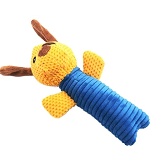 Kauspielzeug für Hunde Niedliches Haustier-Hundekatze-Plüsch-Quietsch-Hundespielzeug, interessantes, langlebiges Fleece-Kau-Haustier-Backenzahnspielzeug Katzenspielzeug(Blue,Yellow Dog 13 x 19) von JKELPV