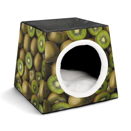 JKLPOMN Warme Haustierhöhle, Kiwisprinted Winter Pet House, Cozy Pet Bed House Comfortable Pet Bed House, Indoor/Outdoor Pet House, Suitable for Cats and Dogs von JKLPOMN