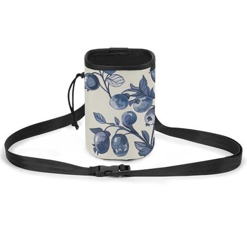 JKLQWH Blueberry Flower Pattern Printed Pet Training Package Dog Walking Fanny Pack Dog Training Treat Pouch Portable Pet Pocket Puppy Treat Bag Pets Outdoor von JKLQWH