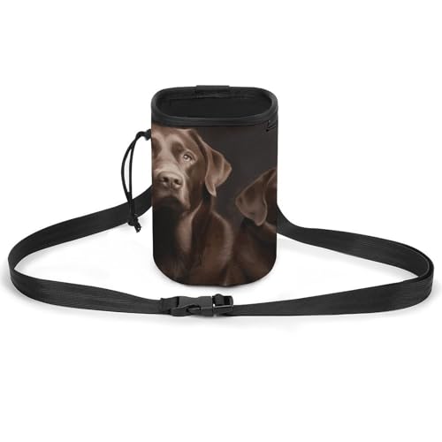 JKLQWH Braune Labrador Retriever bedruckte Haustier-Trainingspaket, Hundetraining, Leckerli-Tasche, tragbare Haustiertasche, Welpen-Leckerli-Tasche, Haustiere im Freien von JKLQWH