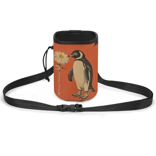 JKLQWH Eine Blume und Pinguin bedrucktes Haustier-Trainingspaket, Hundetraining, Leckerli-Tasche, tragbare Haustiertasche, Welpen-Leckerli-Tasche, Haustiere im Freien von JKLQWH