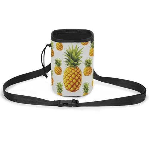 JKLQWH Gelbe Ananas auf weißem Hintergrund, Illustration, gedrucktes Haustier-Trainingspaket, Hundetraining, Leckerli-Tasche, tragbare Haustiertasche, Welpen-Leckerli-Tasche, Haustiere im Freien von JKLQWH