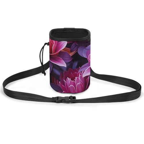 JKLQWH Haustier-Trainingspaket mit Blumenblättern, violett-rote Blume, bedruckt, für Spaziergänge, Hundetraining, Leckerli-Tasche, tragbare Haustiertasche, Welpen-Leckerli-Tasche, Haustiere im Freien von JKLQWH