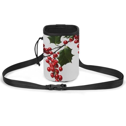 JKLQWH Holly Berry Branches bedrucktes Haustier-Trainingspaket, Hundetraining, Leckerli-Tasche, tragbare Haustiertasche, Welpen-Leckerli-Tasche, Haustiere im Freien von JKLQWH