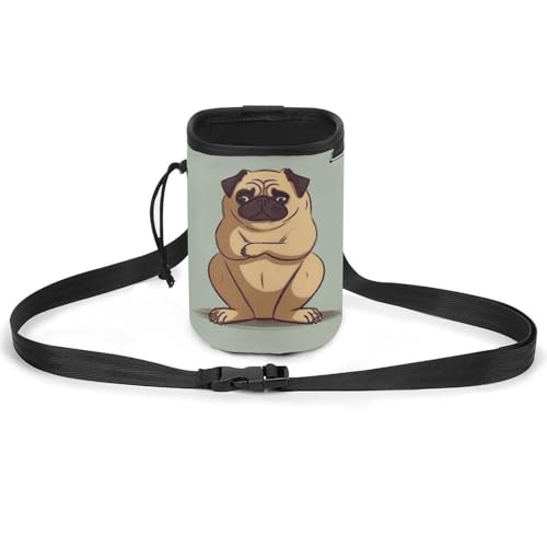 JKLQWH Yogatasche mit Mops-Motiv, bedruckt, Hundetraining, Leckerli-Tasche, tragbare Haustiertasche, Welpen-Leckerli-Tasche, Haustiere im Freien von JKLQWH