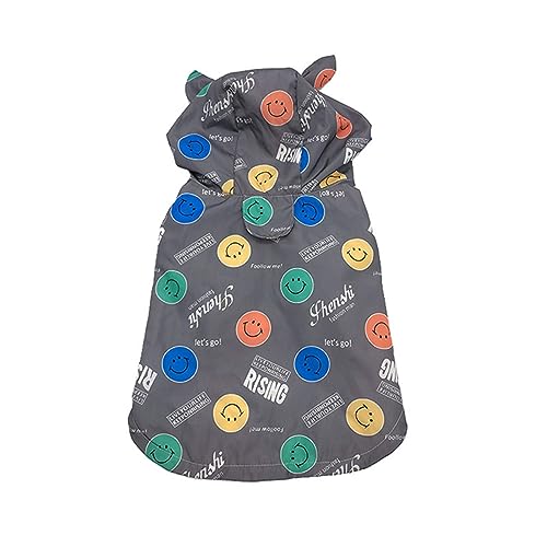 Haustier-Hunde-Regenmantel, niedliche Cartoon-Muster-Hundekleidung, wasserdichte Kleidung, Regenjacke for Hunde und Katzen(Gray,XL) von JKUHA